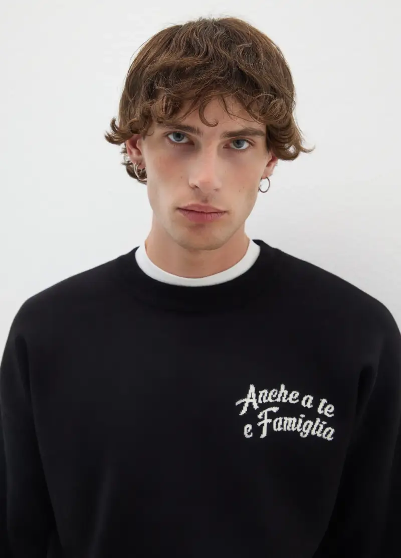 Maglione Nero Regular Fit, Uomo, Nero miniatura 3