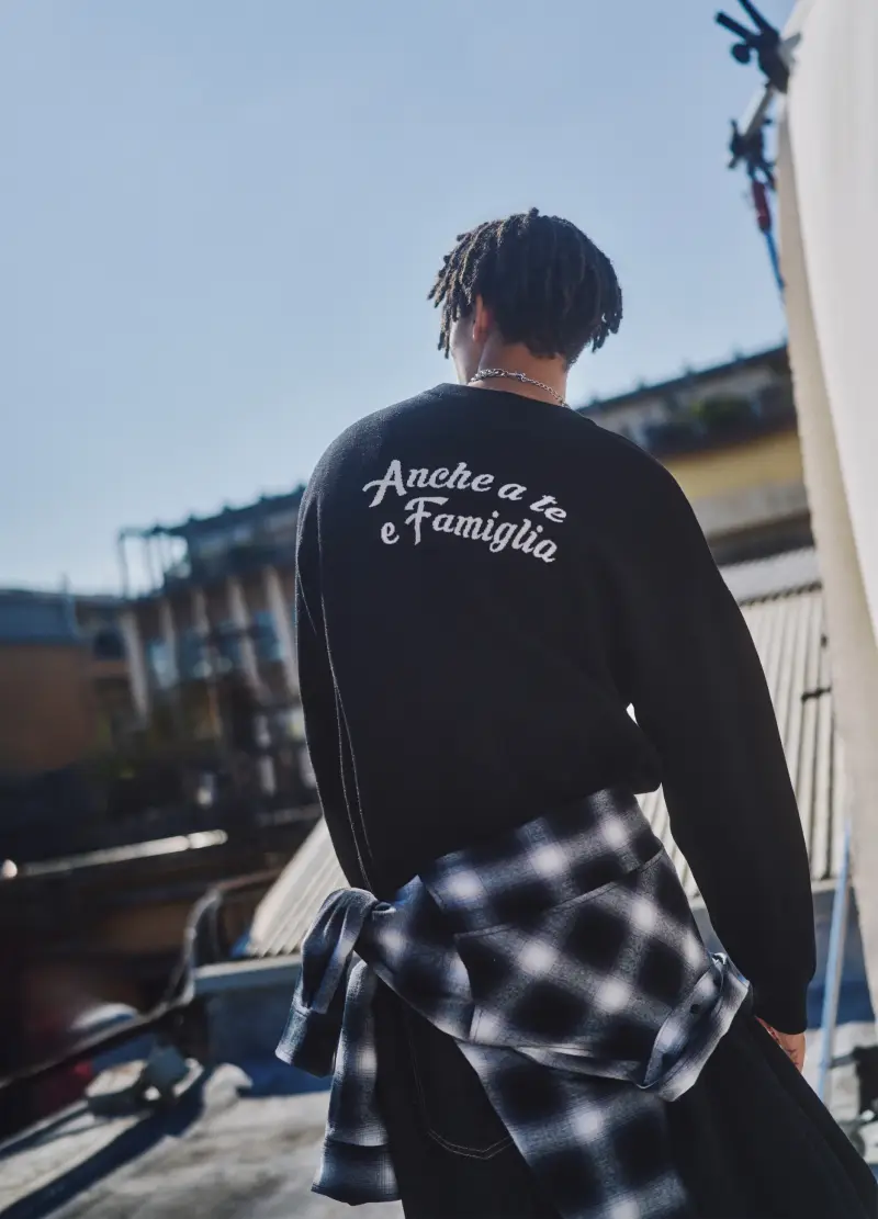 Maglione Nero Regular Fit, Uomo, Nero