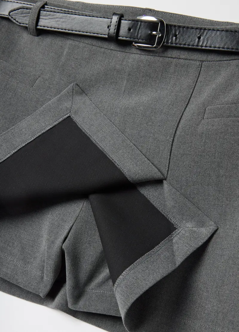 Minigonna Grigia Regular Fit Con Cintura, Donna, Grigio miniatura 2