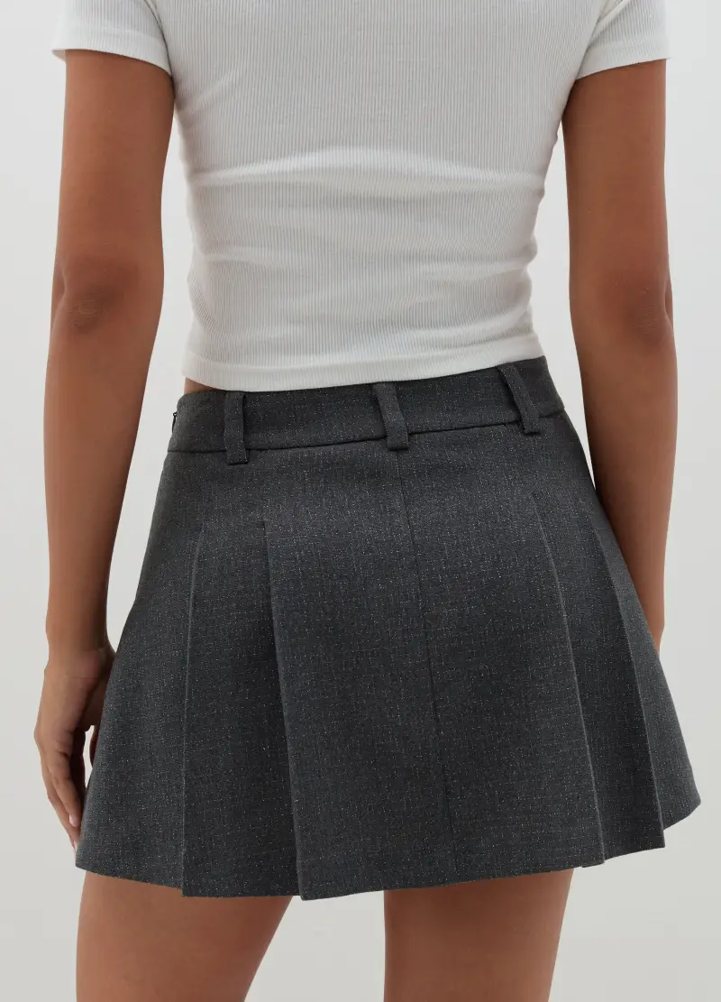 Minigonna In Lurex Con Pinces, Donna, Grigio miniatura 3