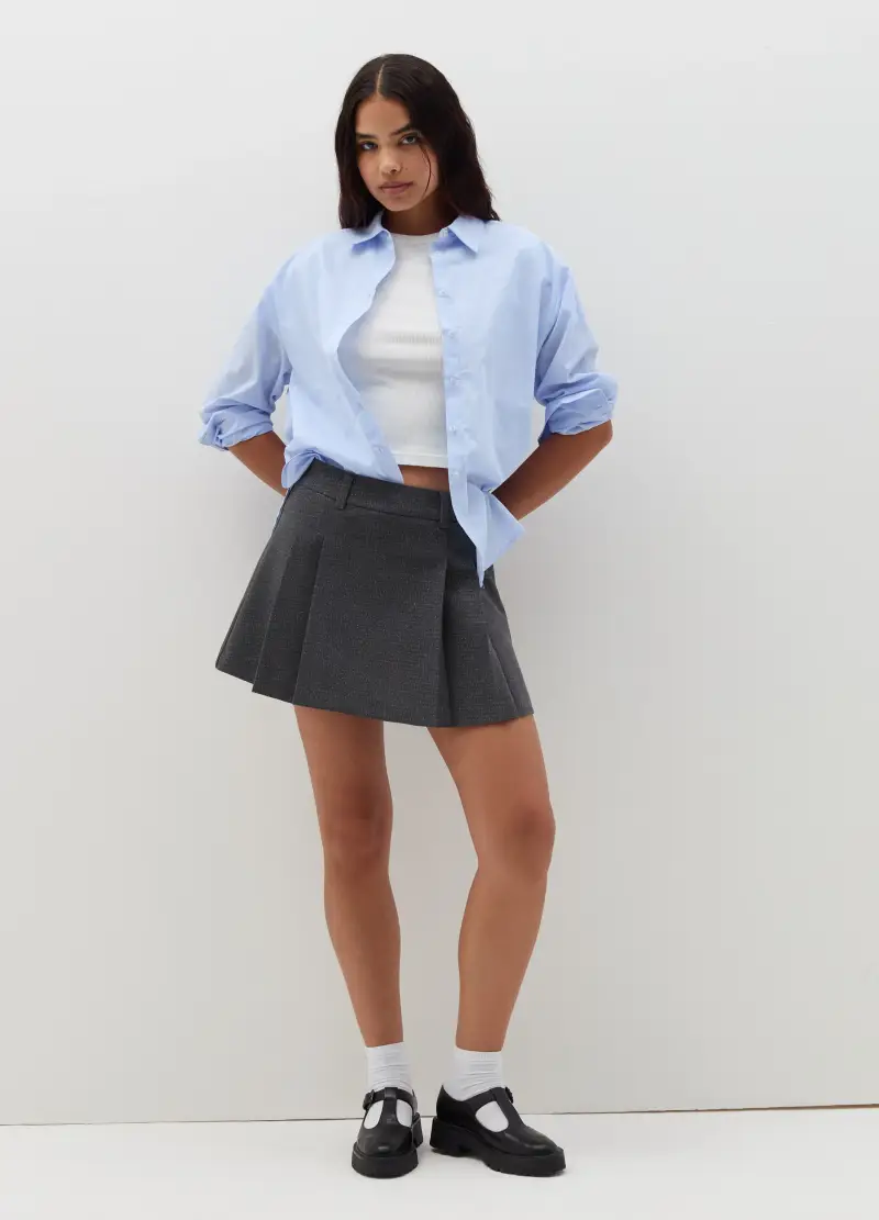 Minigonna In Lurex Con Pinces, Donna, Grigio