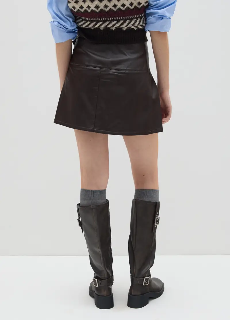 Minigonna Marrone Regular Fit Con Fascia E Fibbie, Donna, Marrone miniatura 3