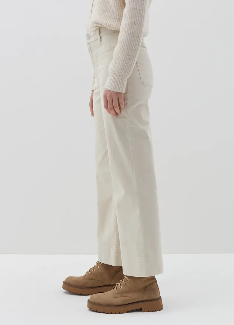Pantalone Crop Flare Fit In Corduroy, Donna, Bianco miniatura 3