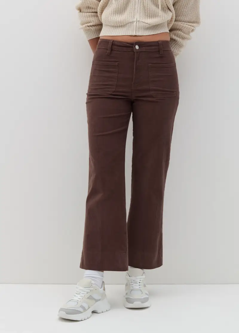 Pantalone Crop Flare Fit In Corduroy, Donna, Marrone miniatura 2