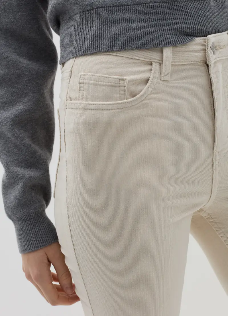 Pantalone Flare Fit In Corduroy, Donna, Bianco miniatura 3