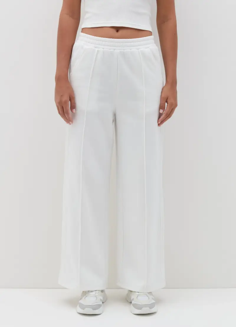 Pantalone In Felpa A Gamba Larga, Donna, Bianco miniatura 2