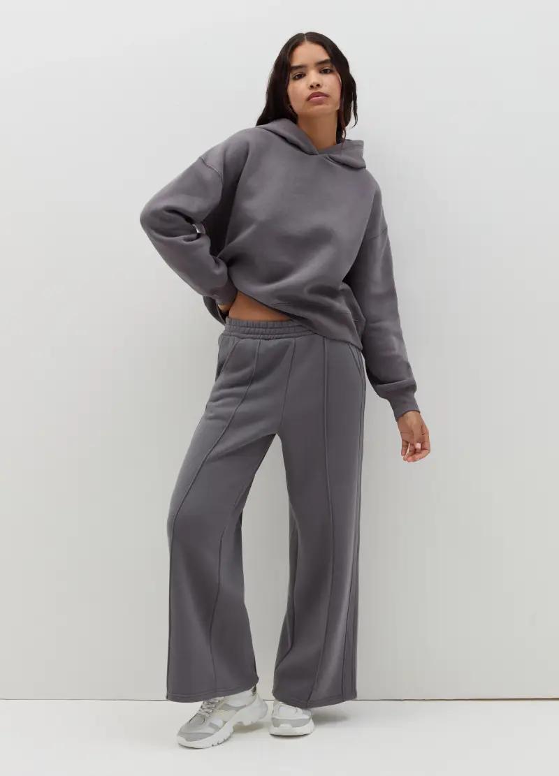 Pantalone In Felpa A Gamba Larga, Donna, Grigio