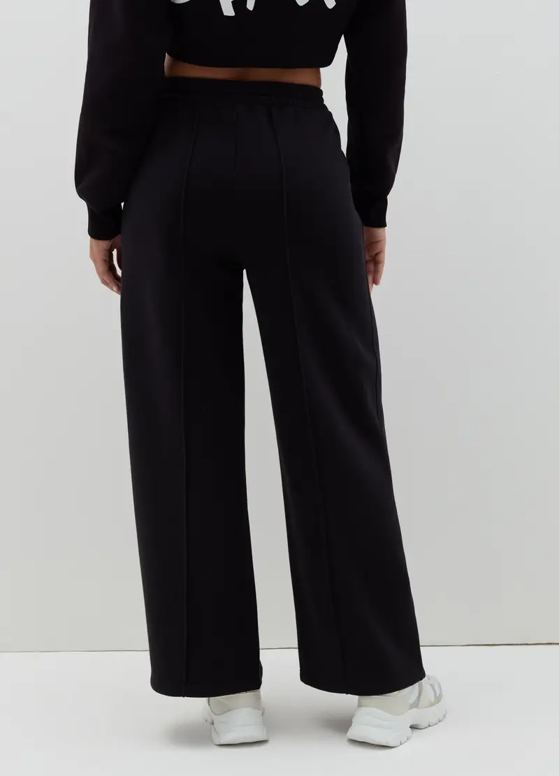 Pantalone In Felpa A Gamba Larga, Donna, Nero miniatura 3