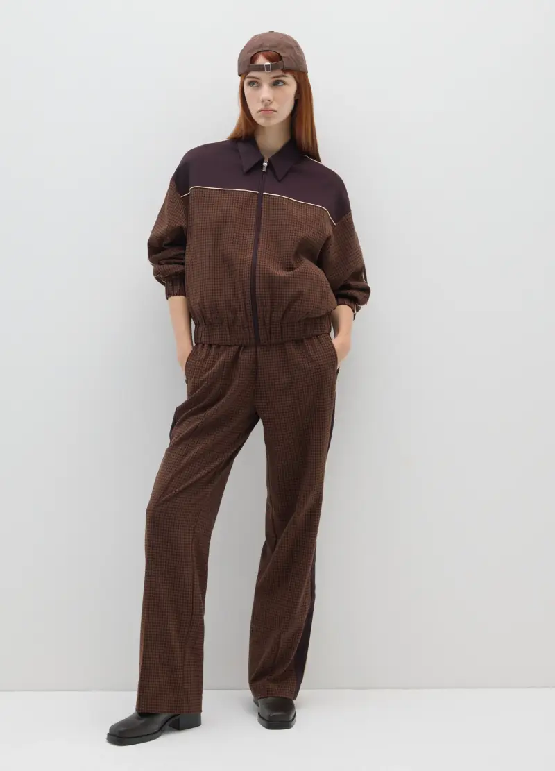 Pantaloni A Quadri Marroni Regular Fit, Donna, Marrone