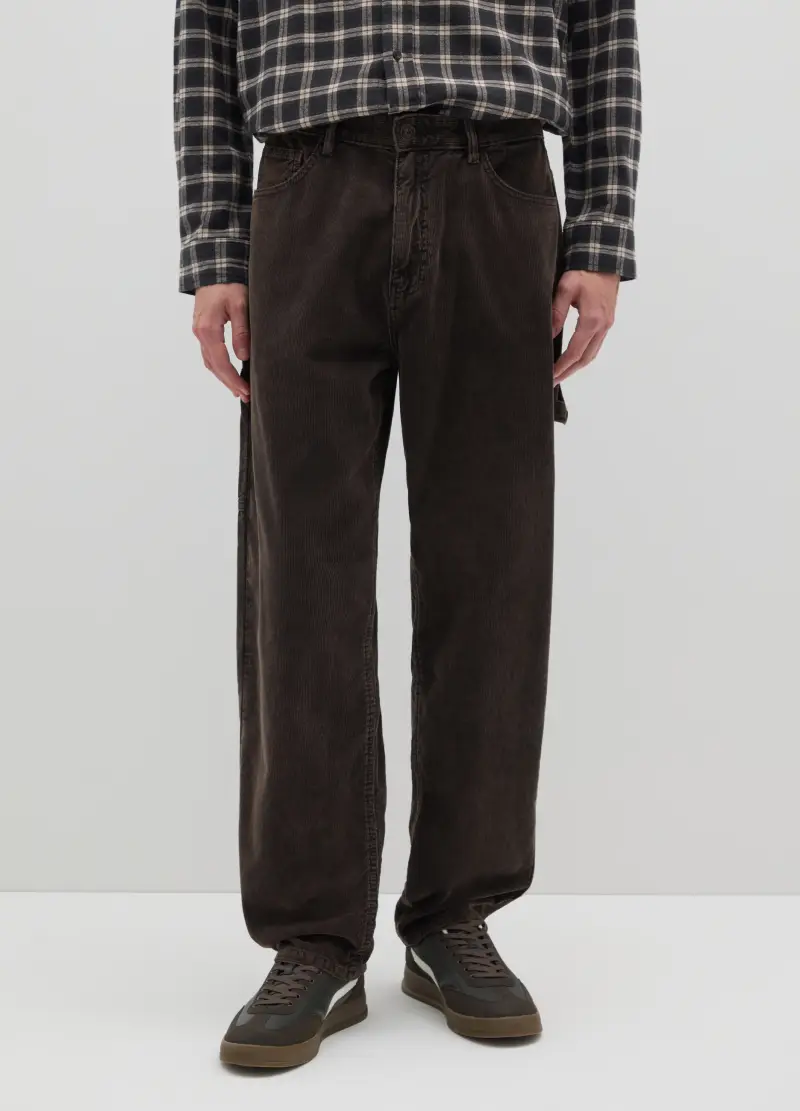 Pantaloni Baggy In Puro Cotone Marroni, Uomo, Marrone miniatura 2