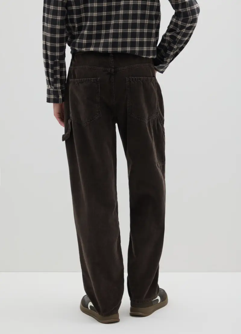 Pantaloni Baggy In Puro Cotone Marroni, Uomo, Marrone miniatura 3