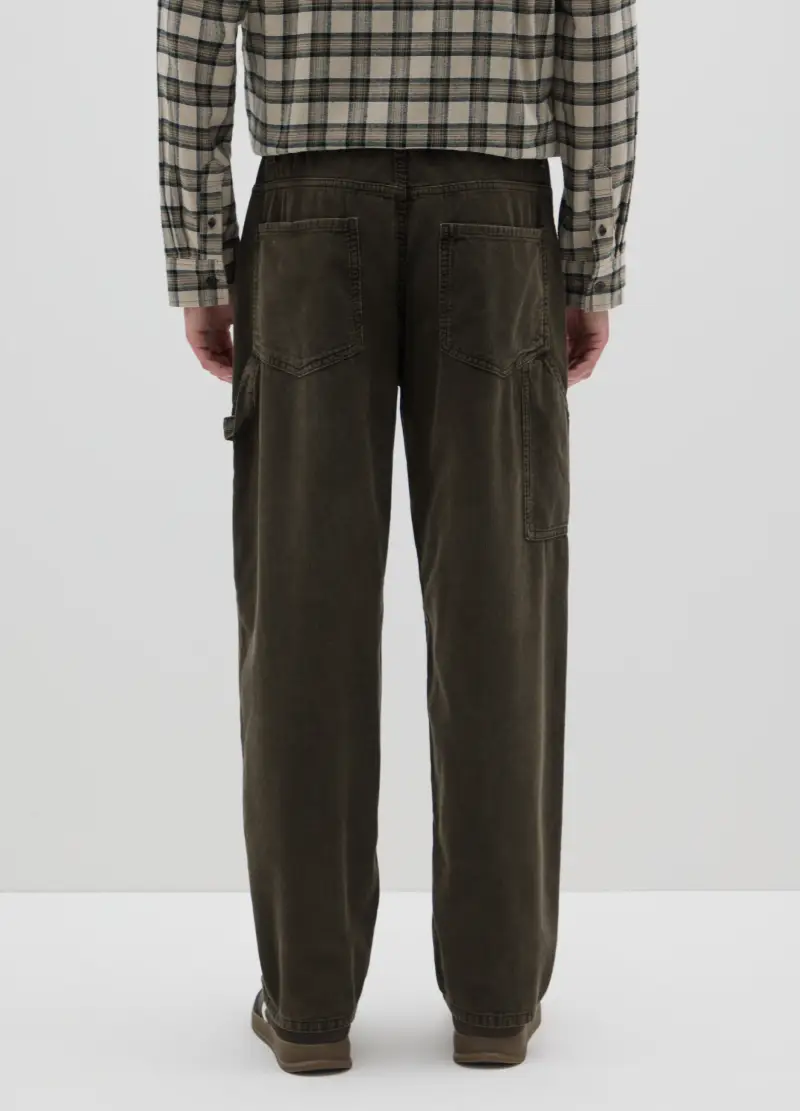 Pantaloni Baggy In Puro Cotone Neri, Uomo, Nero miniatura 3