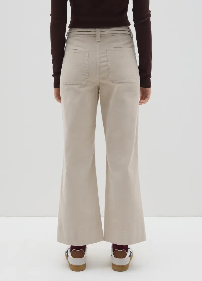 Pantaloni Beige A Zampa In Velluto A Coste, Donna, Beige miniatura 3