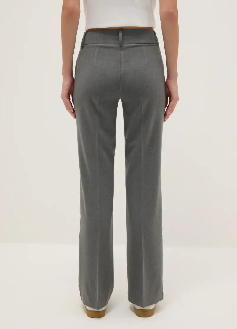 Pantaloni Grigi Elasticizzati Flare Fit, Donna, Grigio miniatura 3