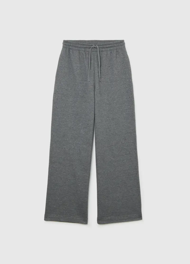 Pantaloni Grigi In Misto Cotone E Poliestere, Donna, Grigio