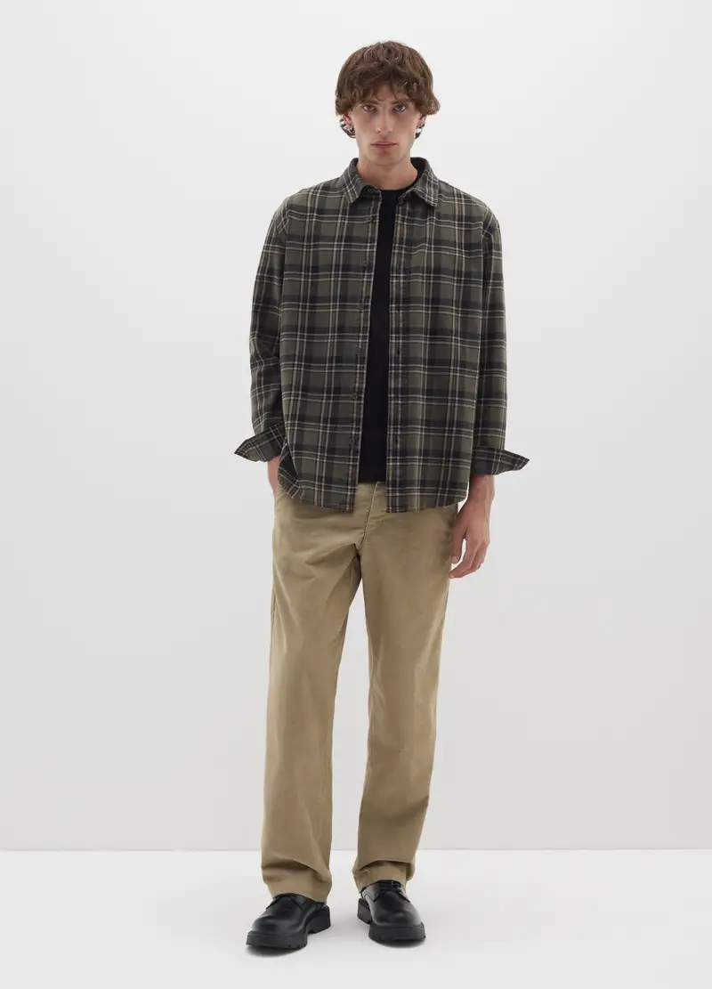 Pantaloni In Misto Cotone Beige Regular Fit, Uomo, Beige