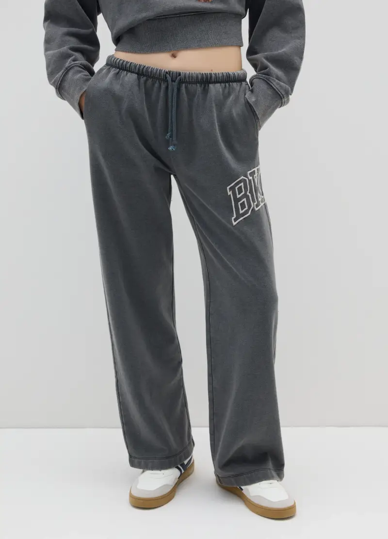 Pantaloni In Misto Cotone Grigi Regular Fit, Donna, Grigio miniatura 2