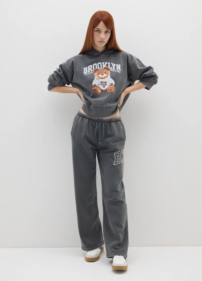 Pantaloni In Misto Cotone Grigi Regular Fit, Donna, Grigio