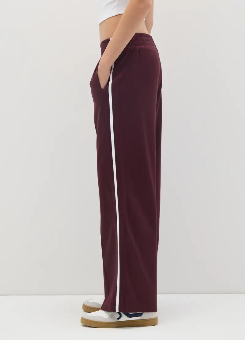 Pantaloni In Misto Cotone Rossi Relaxed Fit, Donna, Rosso miniatura 3