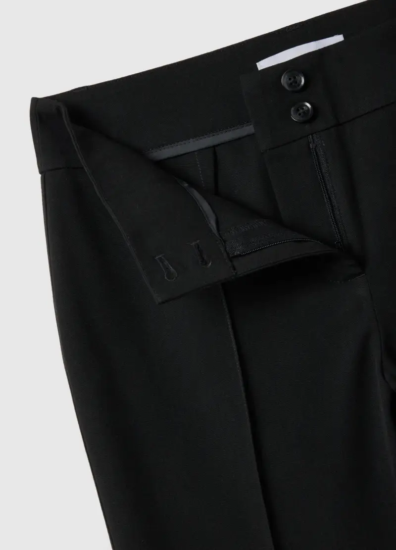 Pantaloni In Tessuto Elasticizzato Neri Flare Fit, Donna, Nero miniatura 2