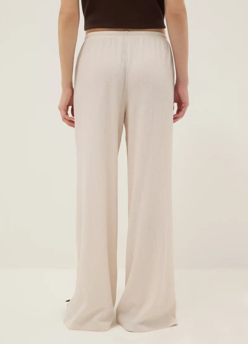 Pantaloni Jogger Beige Wide Leg, Donna, Beige miniatura 3