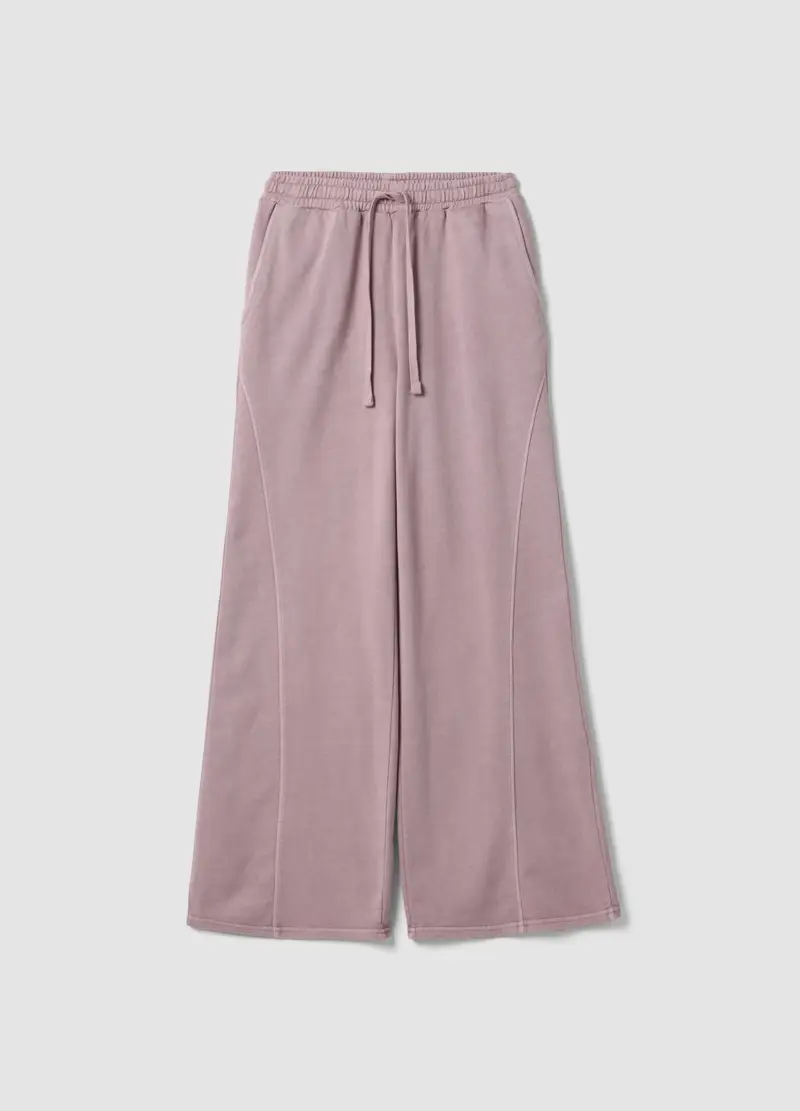 Pantaloni Jogger In Puro Cotone Rosa Wide Leg, Donna, Rosa