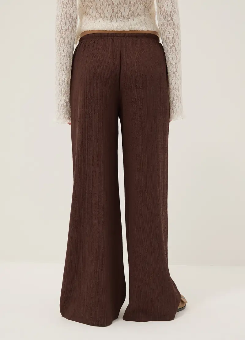 Pantaloni Jogger Marroni Wide Leg, Donna, Marrone miniatura 3