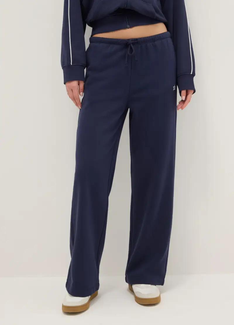 Pantaloni Joggers Blu In Misto Cotone Regular Fit, Donna, Blu miniatura 2