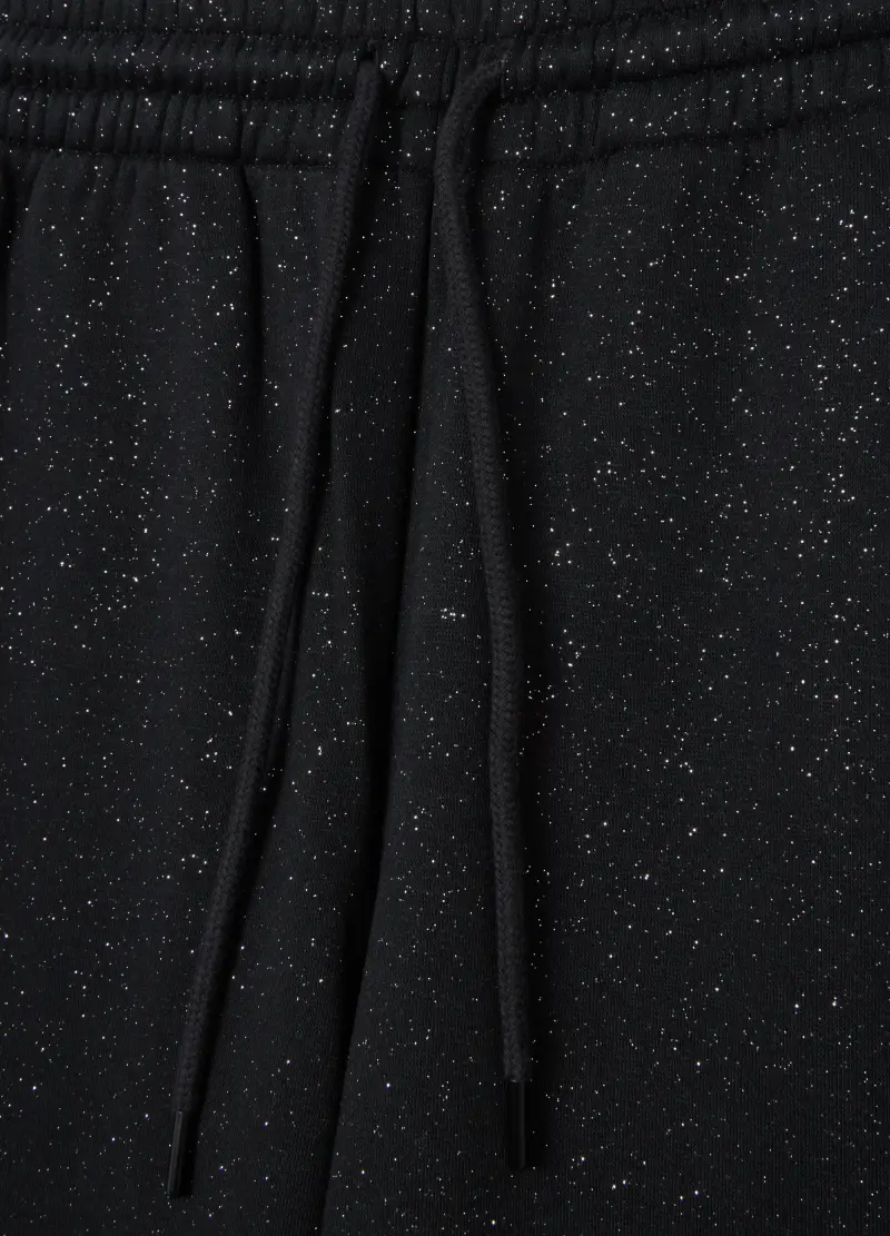 Pantaloni Neri Con Gambe Larghe In Misto Cotone, Donna, Nero miniatura 2