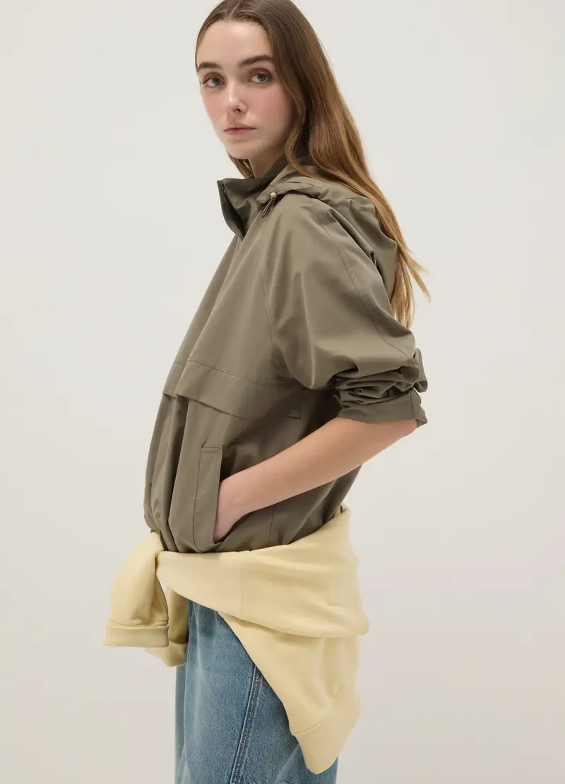 Parka In Misto Cotone Verde Con Cappuccio Regular Fit, Donna, Verde miniatura 3