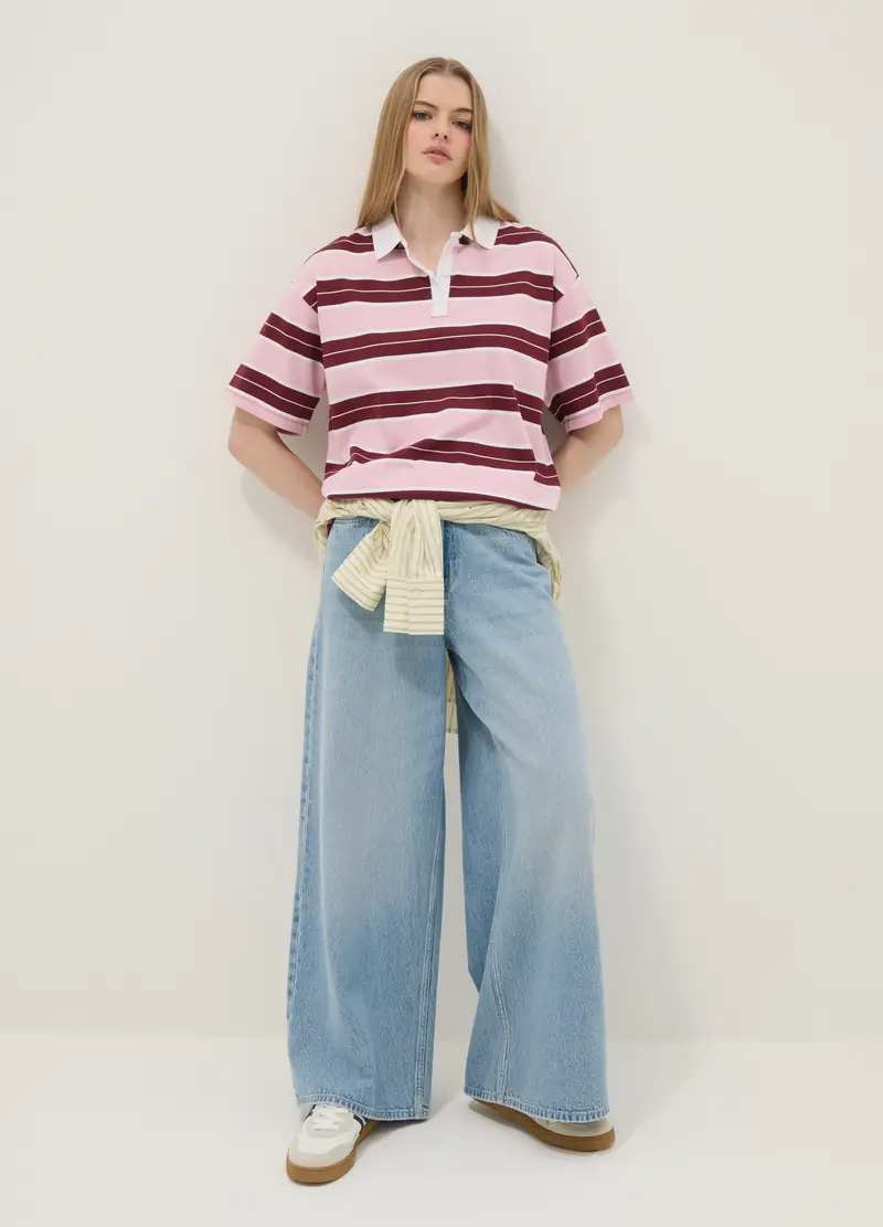 Polo In Puro Cotone A Righe Multicolor Regular Fit, Donna, Multicolor miniatura 2