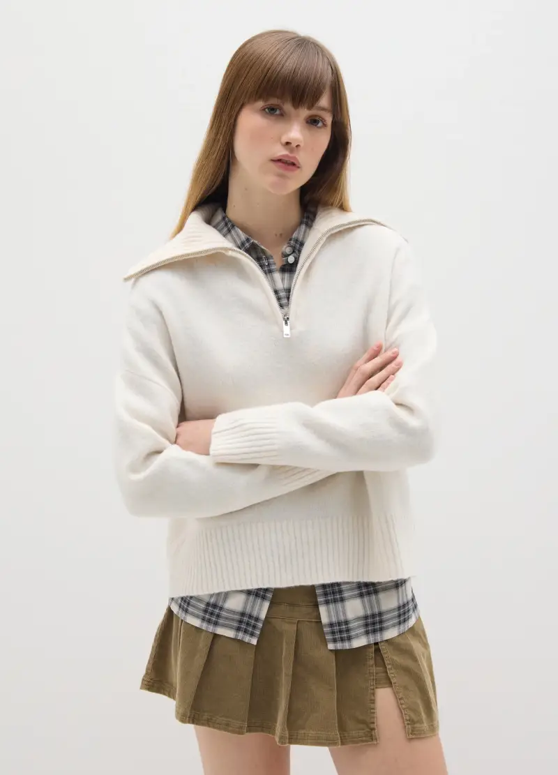 Pullover Bianco Panna Regular Fit, Donna, Bianco