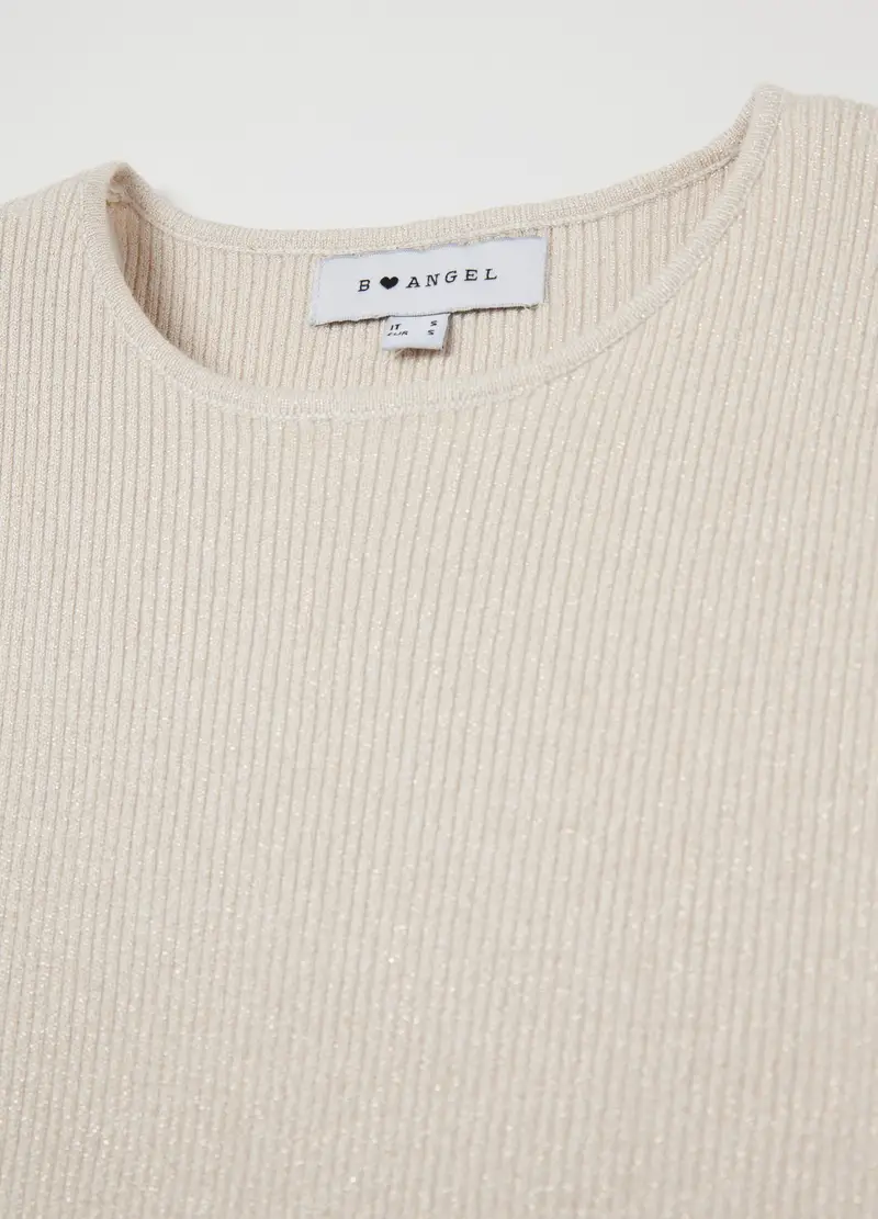 Pullover In Lurex, Donna, Beige miniatura 2