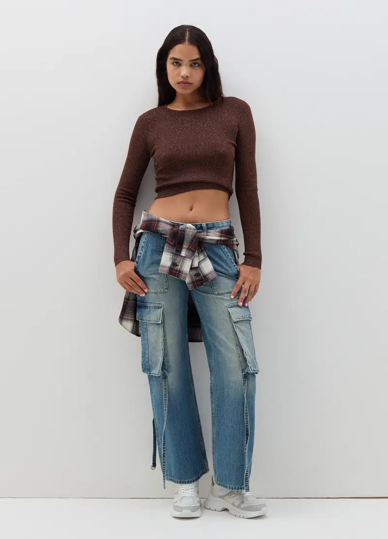 Pullover In Lurex, Donna, Marrone