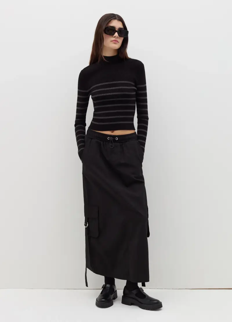 Pullover Mock Neck A Righe, Donna, Multicolor