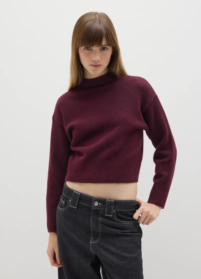 Pullover Viola Pesante, Donna, Rosso miniatura 2