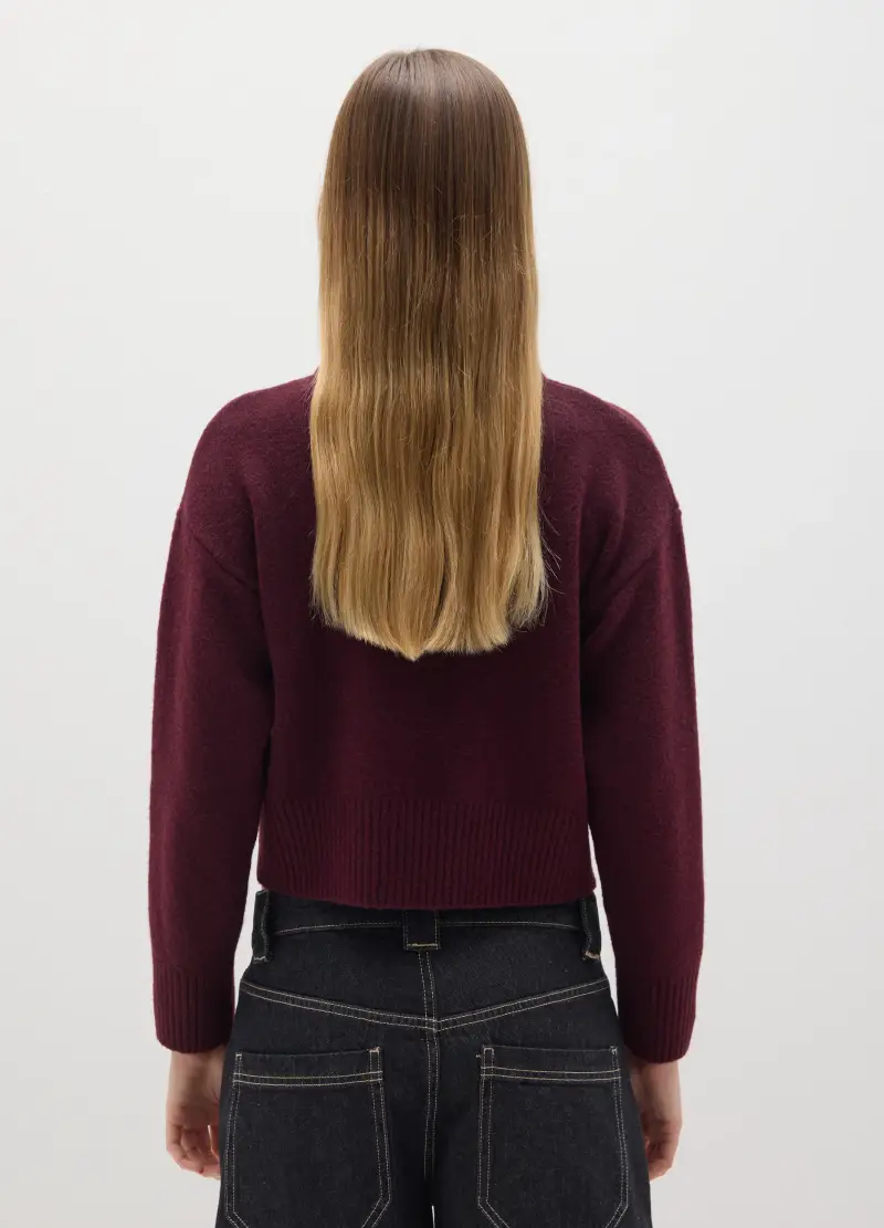 Pullover Viola Pesante, Donna, Rosso miniatura 3