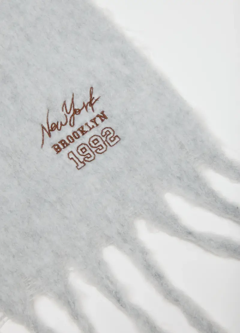 Sciarpa Grigia In Tessuto Morbido, Donna, Bianco miniatura 2