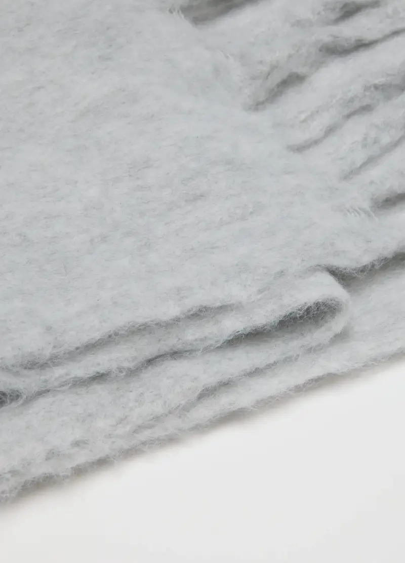 Sciarpa Grigia In Tessuto Morbido, Donna, Bianco miniatura 3