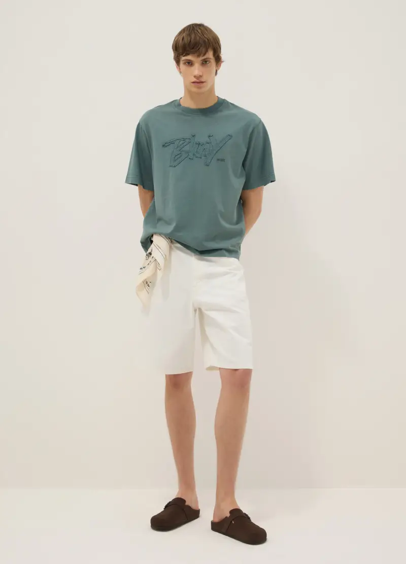 Shorts Baggy In Puro Cotone Bianco, Uomo, Bianco