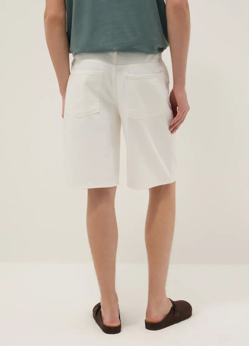 Shorts Baggy In Puro Cotone Bianco, Uomo, Bianco miniatura 3