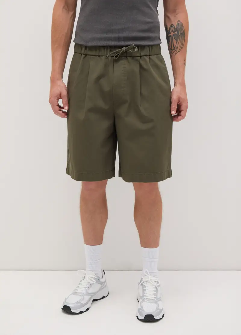 Shorts Da Uomo In Puro Cotone Verde Baggy, Verde miniatura 2