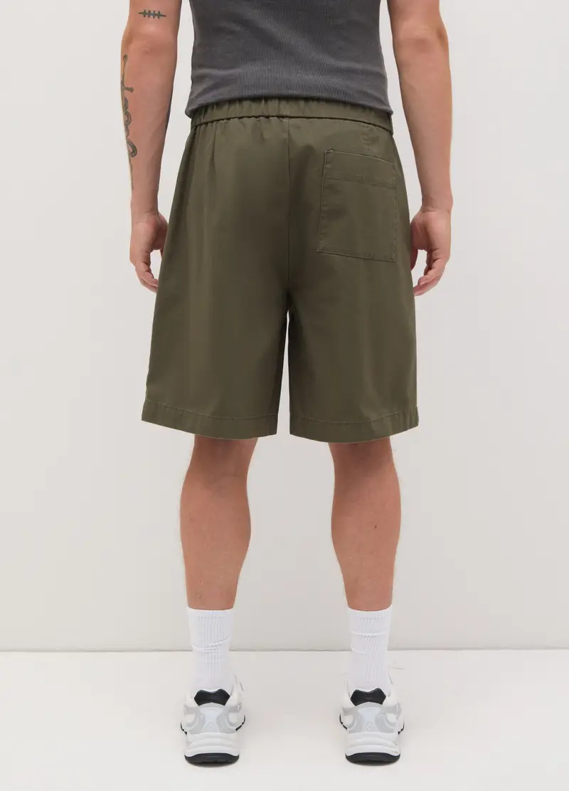 Shorts Da Uomo In Puro Cotone Verde Baggy, Verde miniatura 3