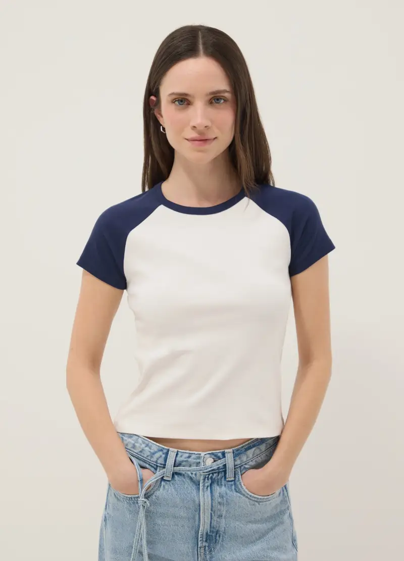 T-shirt In Puro Cotone Multicolor Regular Fit, Donna, Multicolor miniatura 3