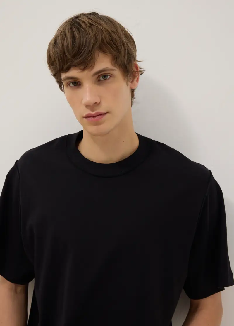 T-shirt In Puro Cotone Nero Boxy Fit, Uomo, Nero