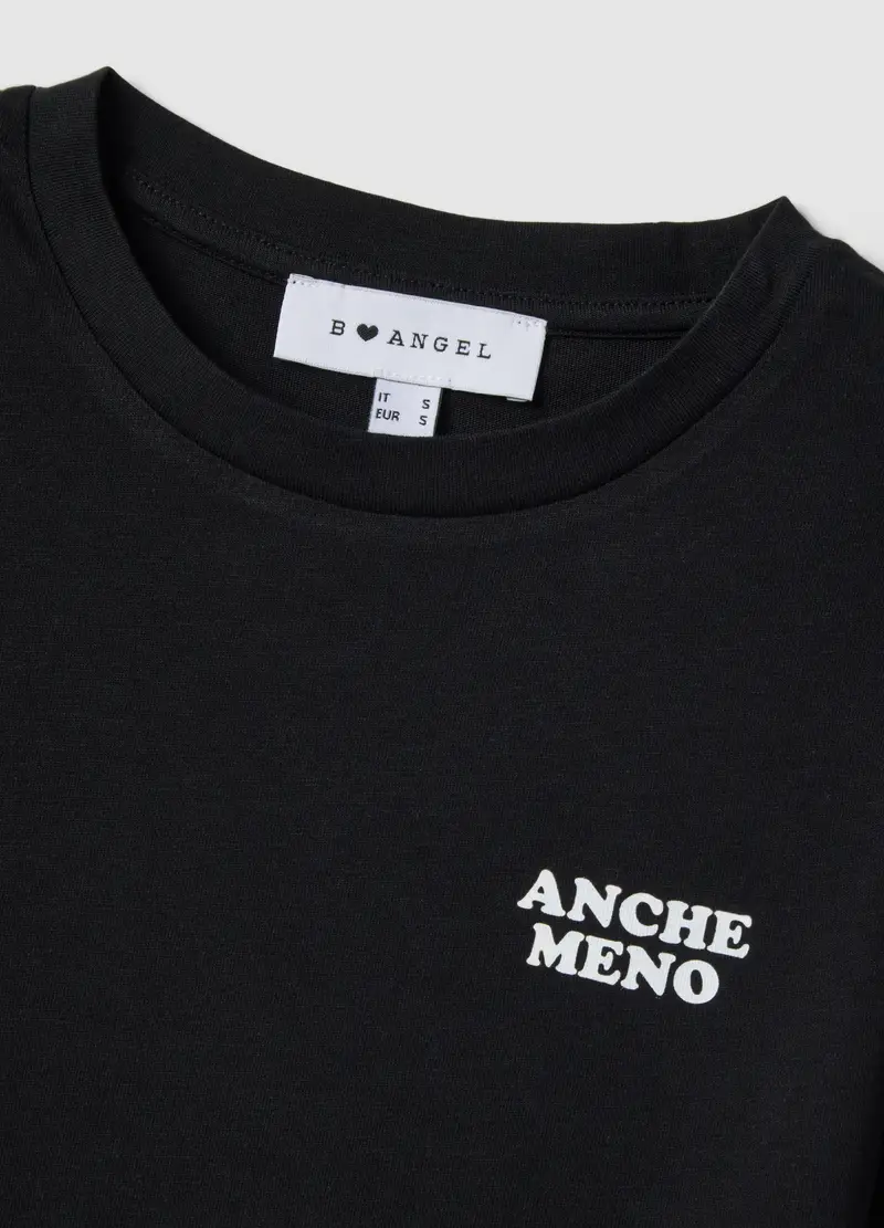 T-shirt In Puro Cotone Nero Slim Fit Con Scritta, Donna, Nero miniatura 2