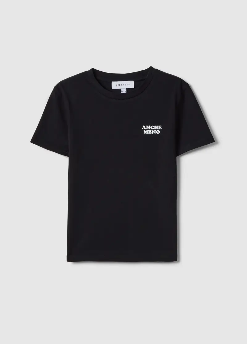 T-shirt In Puro Cotone Nero Slim Fit Con Scritta, Donna, Nero