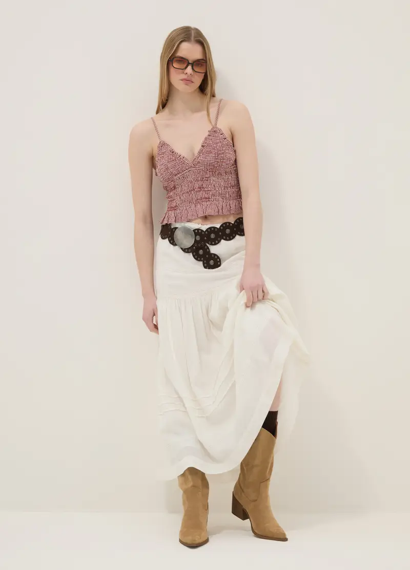 Tank Top In Puro Cotone A Righe Multicolor Slim Fit, Donna, Multicolor miniatura 2