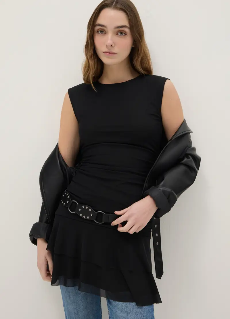 Vestito Senza Maniche Nero Regular Fit, Donna, Nero miniatura 2