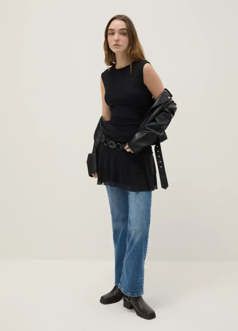 Vestito Senza Maniche Nero Regular Fit, Donna, Nero miniatura 3